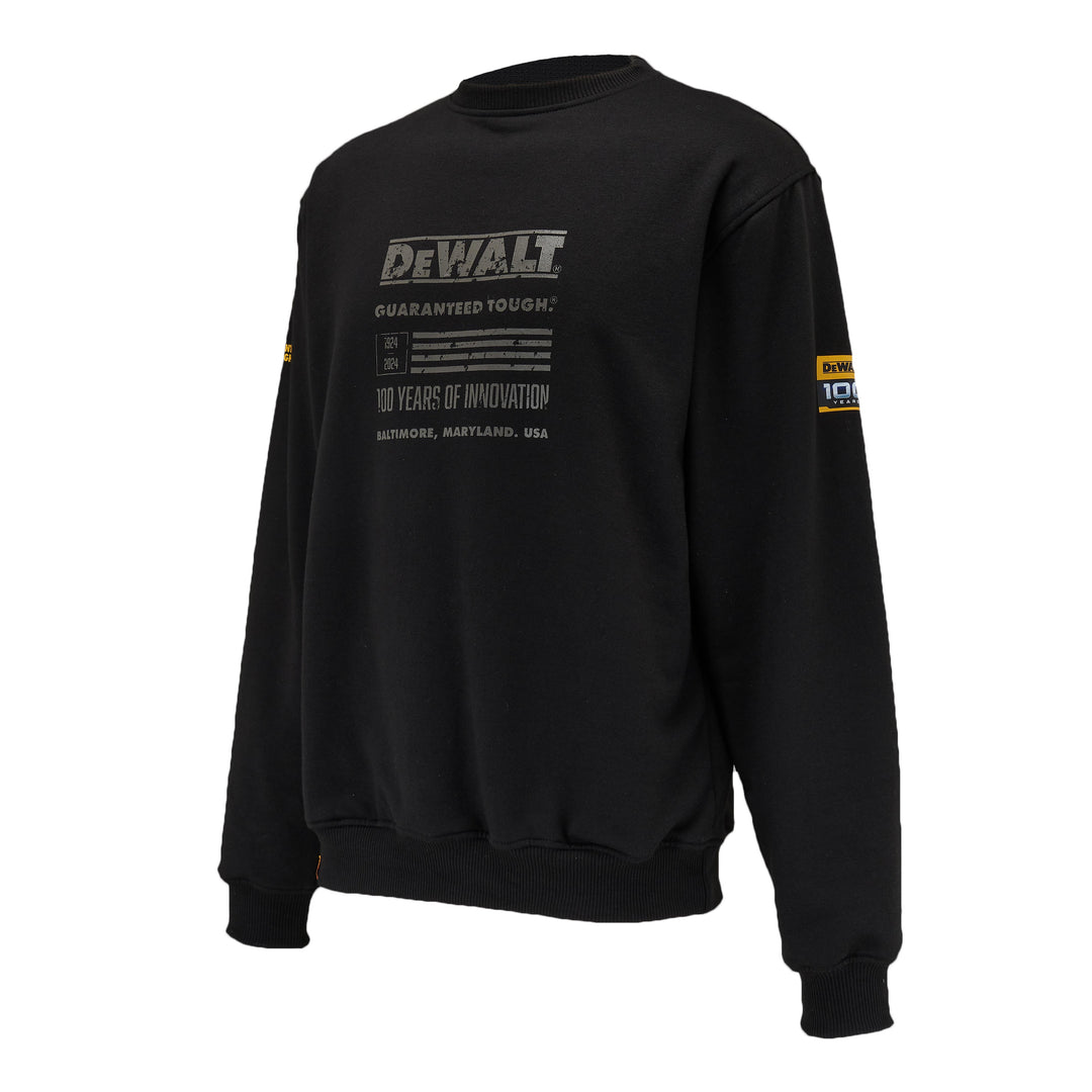 DEWALT 100 Year Men's Graphic Sweatshirt, Black, 3/4 View Left