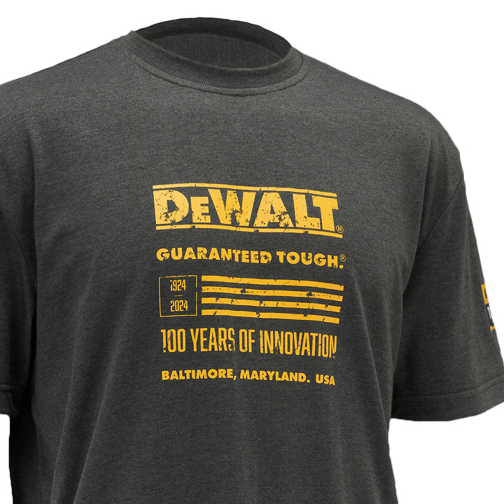 DEWALT 100 Year Men's Graphic T Shirt, Grey, Detail View