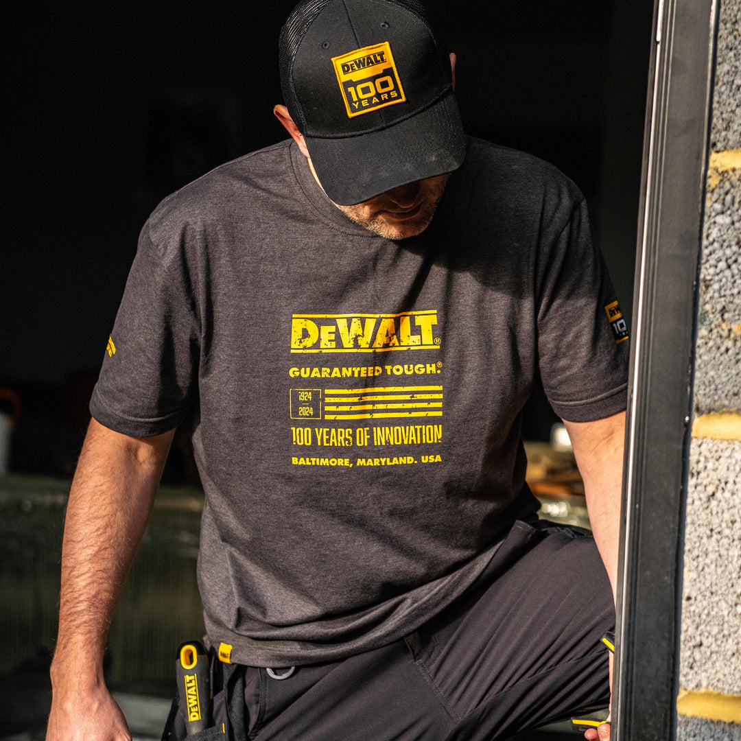 DEWALT 100 Year Men's Graphic T Shirt, Grey, Model View