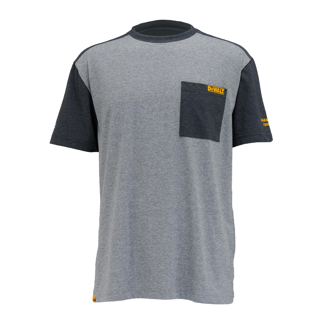 DEWALT Chico Men's CoolMax Wicking Cottonpoly, Regular Fit, Crew Neck T Shirt, Grey, Front View