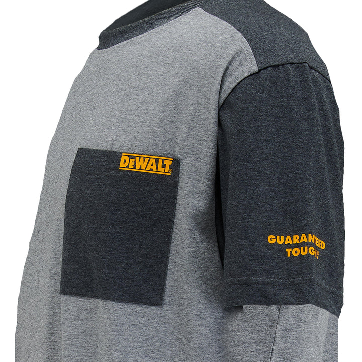 DEWALT Chico Men's CoolMax Wicking Cottonpoly, Regular Fit, Crew Neck T Shirt, Grey, Detail View