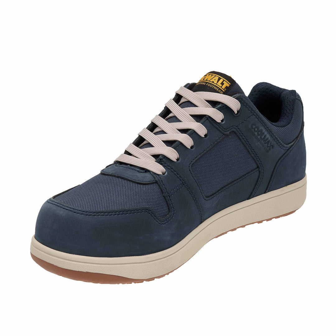 DEWALT Macon Men's Lightweight, Non-Metallic, Penetration Resistant, CoolMax Work Safety Trainer, Navy, 3/4 View Facing Left