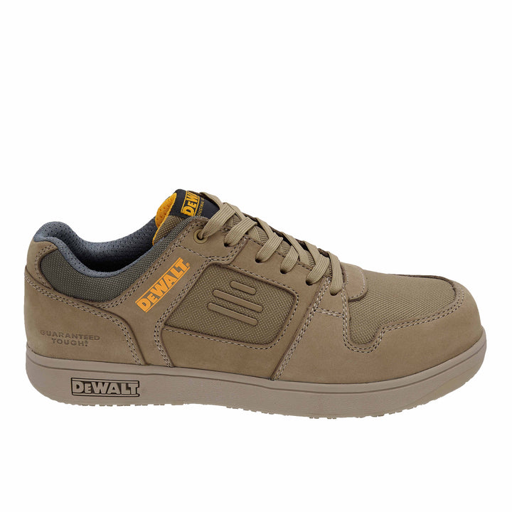 DEWALT Macon Men's Lightweight, Non-Metallic, Penetration Resistant, CoolMax Work Safety Trainer, Stone, Side View Facing Right