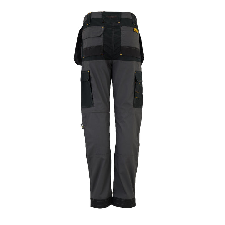 DEWALT Roseville Women's Pro-Stretch, Slim Fit, Holster Pocket Work Trousers, Grey/Black Back View